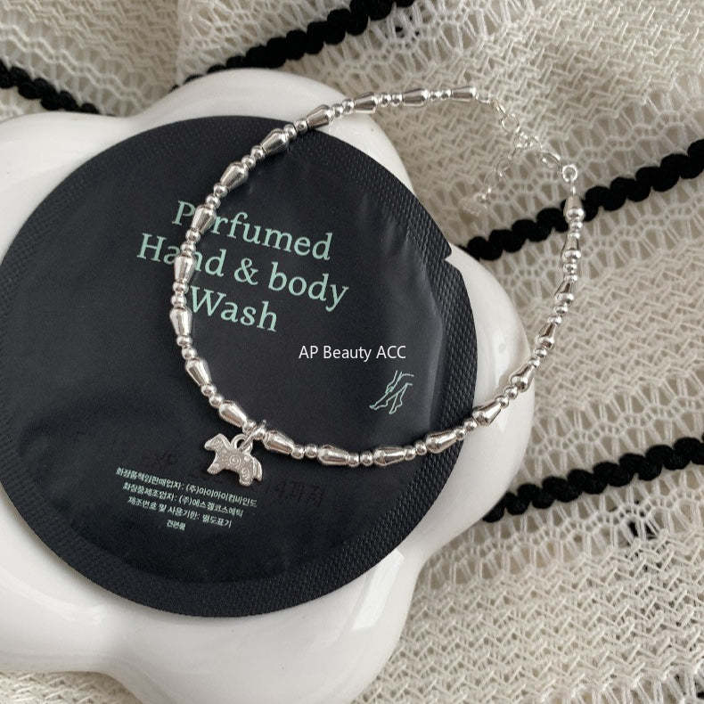 A관 - 패턴 말 펜던트 925 실버 슬림 팔찌 [SZ-S092] 25.12-3