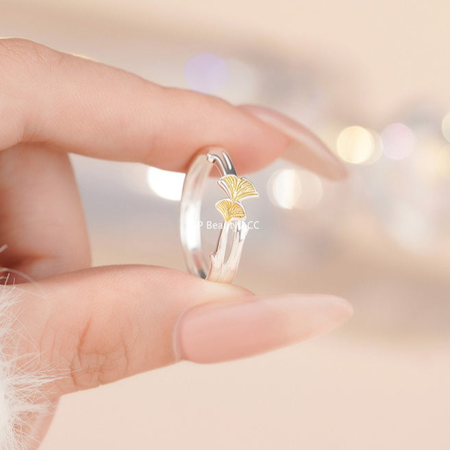 B관 - 999 실버 은행잎 디자인 커플 반지 [YC4856R_1] 25.10-3