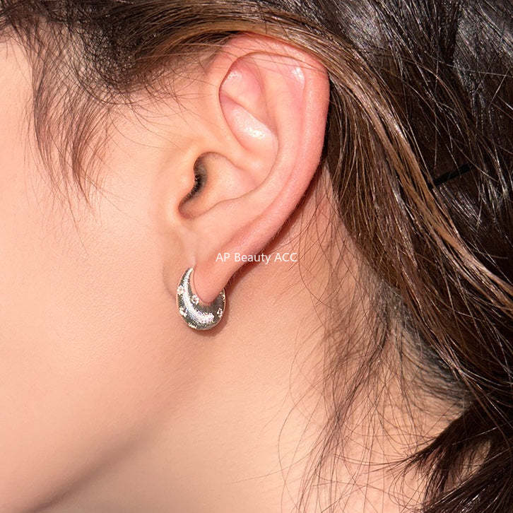 A관 - 세로 줄무늬 팔각별 큐빅 후프 귀걸이 [EH-4097] 25.12-1