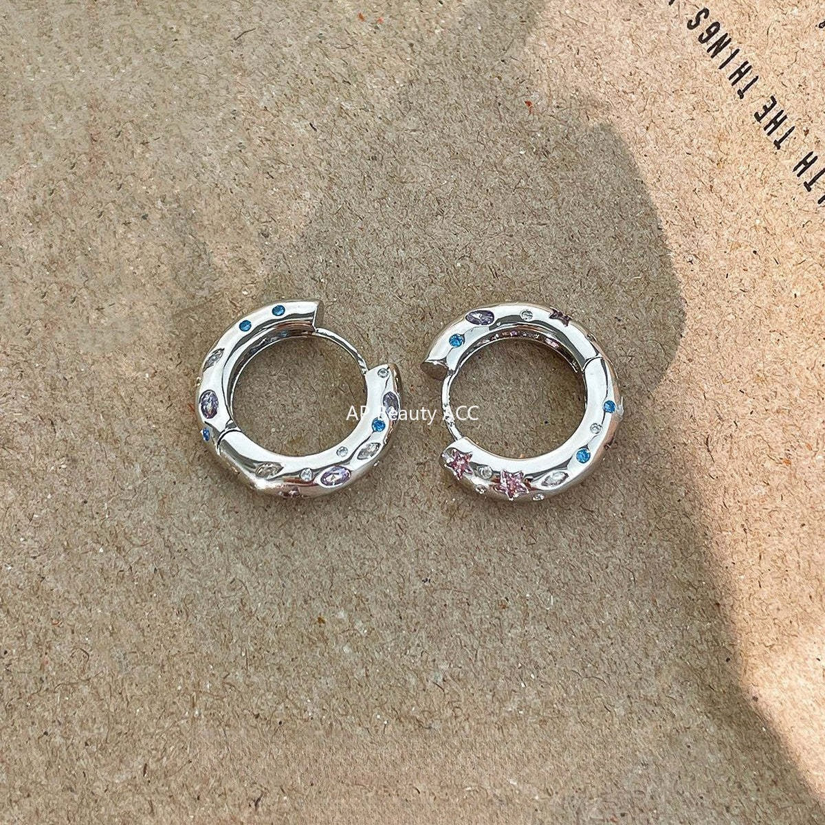 A관 - 별 큐빅 925 은침 링 후프 귀걸이 [EH-4135] 25.12-2