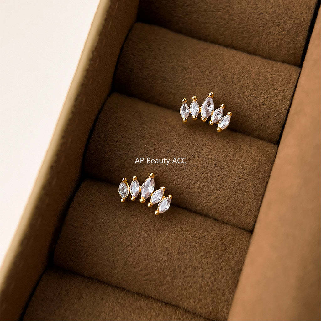 C관 - 14K 도금 큐빅 기하 디자인 데일리 미니 귀걸이 [5683] 25.03-1