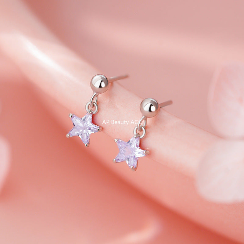 B관 - 925 실버 별 모양 큐빅 드롭 스터드 귀걸이 [YC5998E_1] 25.11-2