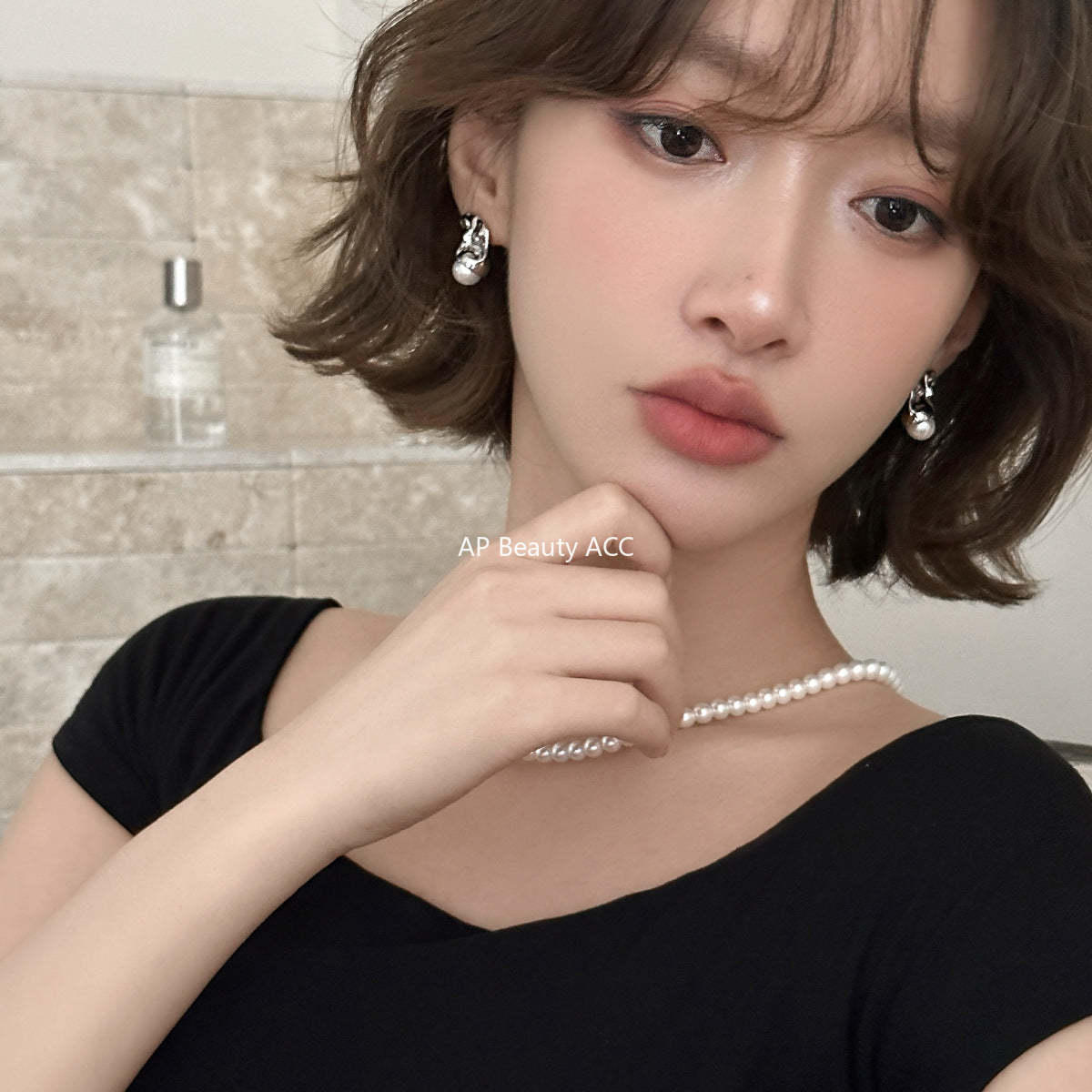 A관 - 비정형 디자인 진주 925 은침 귀걸이 [EH-4323] 25.12-2