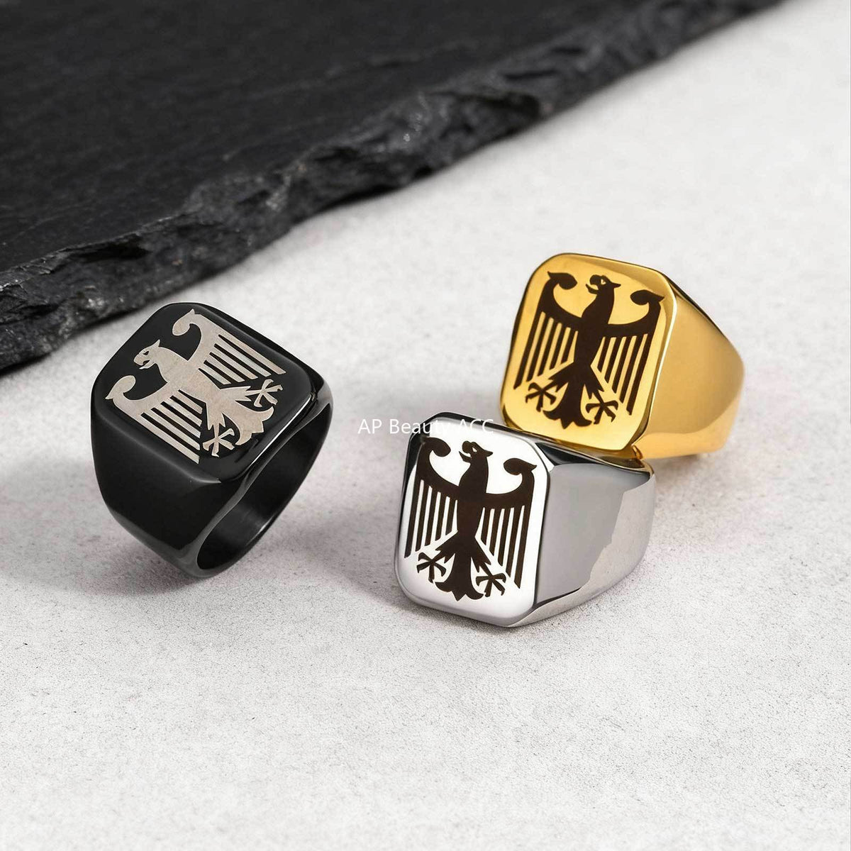 G관 - 레이저 독수리 디자인 스테인리스 스틸 반지 [RC-294] 25.12-2