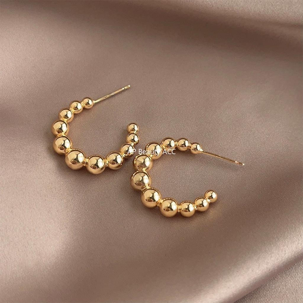 C관 - 차분한 스타일 C자형 고급 원형 귀걸이 은침 귀걸이 [3273-3274] 24.03-5