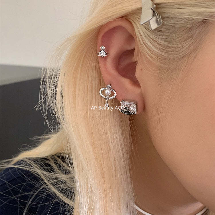 A관 - 큐빅 행성 티타늄 스틸 피어싱 귀걸이 [EH-4347] 25.12-1