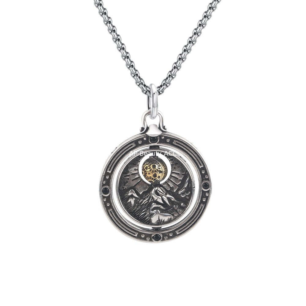 G관 - 빈티지 서약 회전 원형 펜던트 목걸이 [X1187] 25.09-4