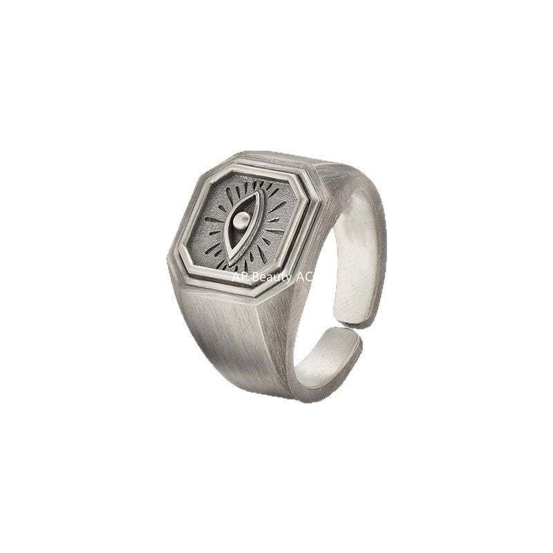 G관 - 악마의 눈 빈티지 실버색 샌딩 반지 [J2688] 25.11-4