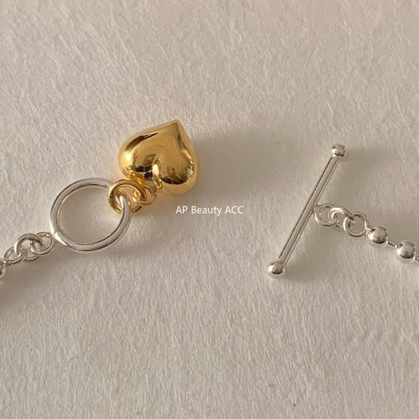 F관 - 925 실버 라운드 비즈 하트 OT고리 팔찌 [A323] 25.11-2