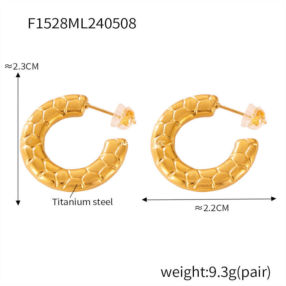 D관 - 티타늄 스틸 우아한 대리석 패턴 디자인 귀걸이 [F1527-28] 24.05-3
