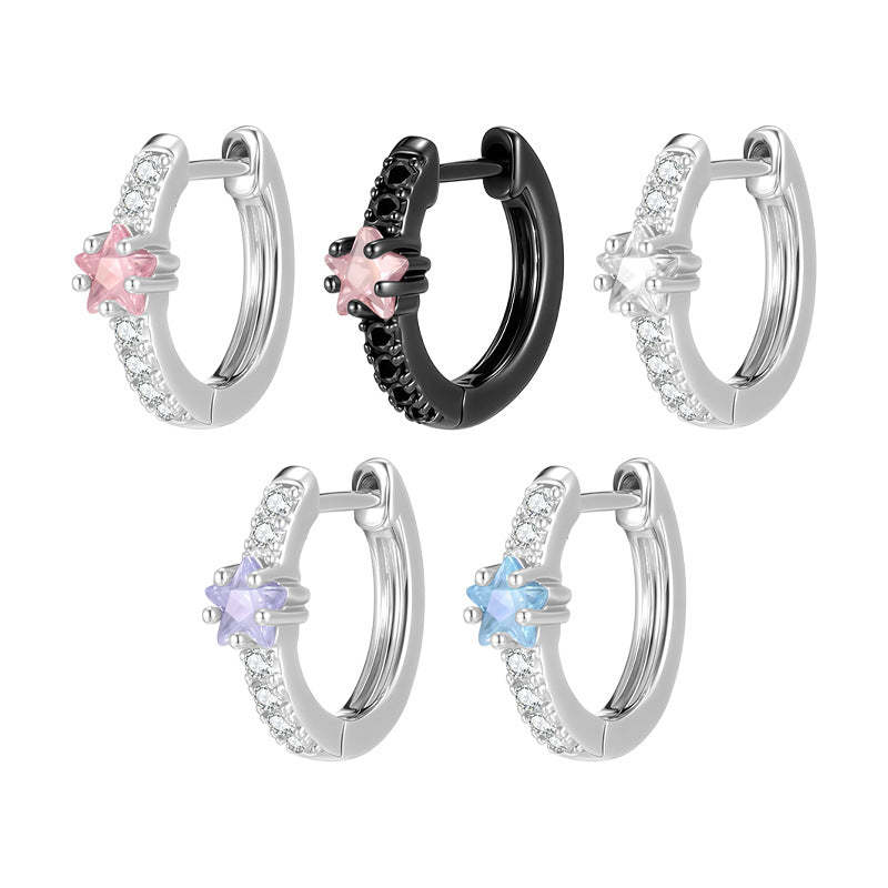 A관 - 별 큐빅 316 스테인리스 스틸 링 귀걸이 [EH-4333] 25.12-1