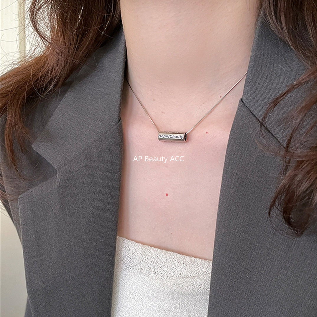 A관 - 925 실버 이니셜 원통 펜던트 목걸이 [XL-1213] 25.10-1