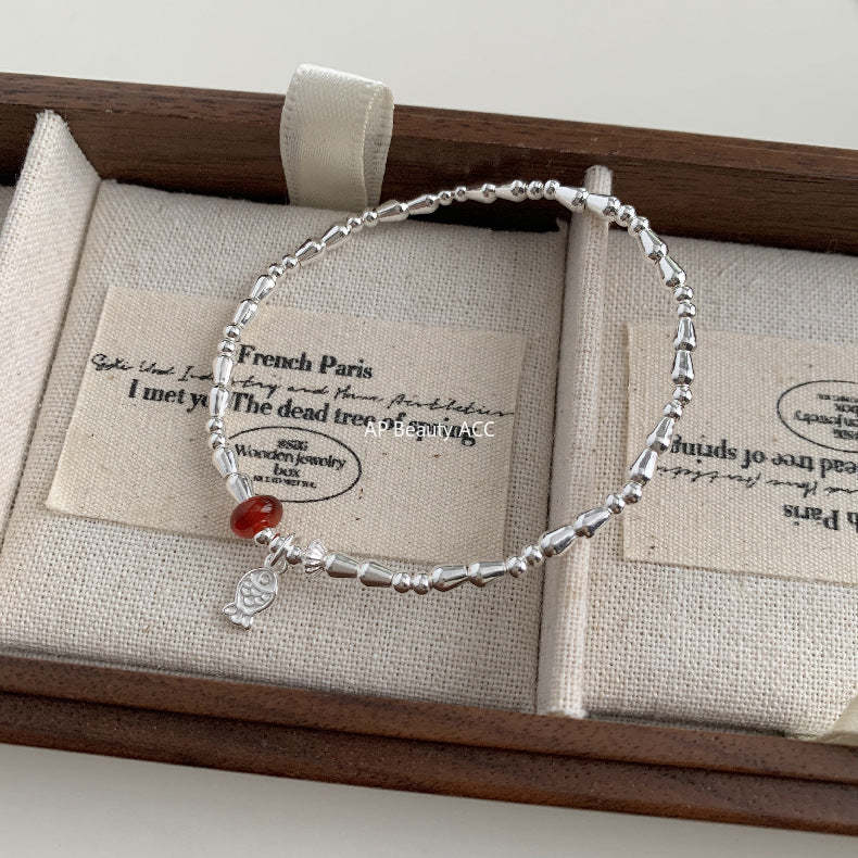 A관 - 물고기 펜던트 홍마노 925 실버 비즈 반지 팔찌 [1511] 25.11-3