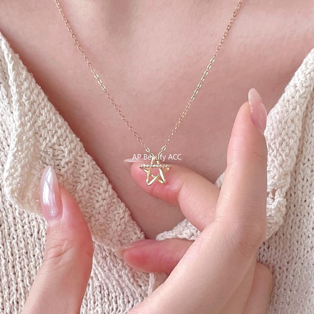 F관 - 925 실버 별 큐빅 펜던트 목걸이 [B1381] 25.11-1