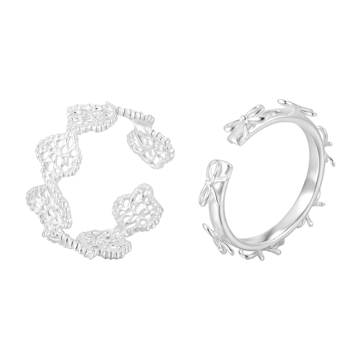 A관 - 925 실버 레이스 리본 디자인 오픈형 반지 [JZ-0726] 25.11-1