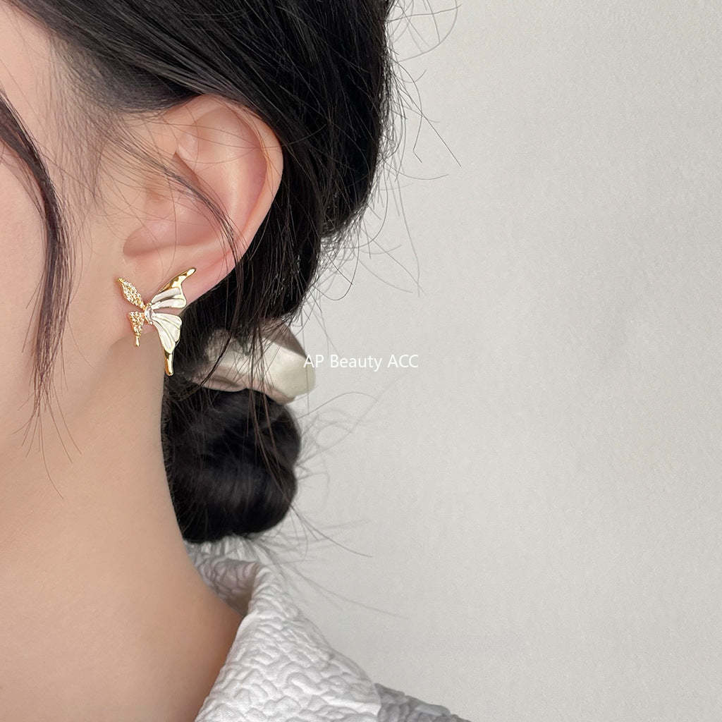 C관 - 고급스러운 하트 오일 코팅 귀걸이 14K 도금 은침 귀걸이 [3912] 24.05-2