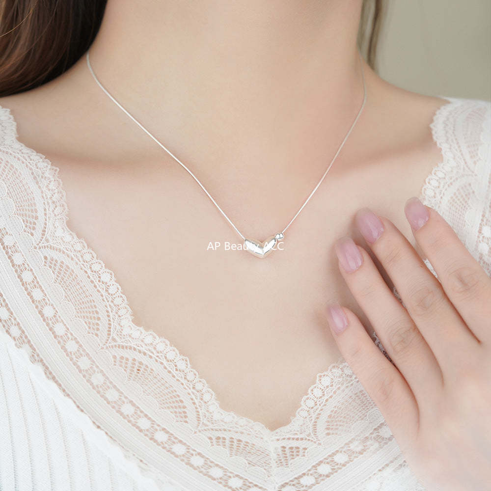 B관 - 925 실버 하트 실버 볼 펜던트 목걸이 [YC2177N_1] 25.12-3