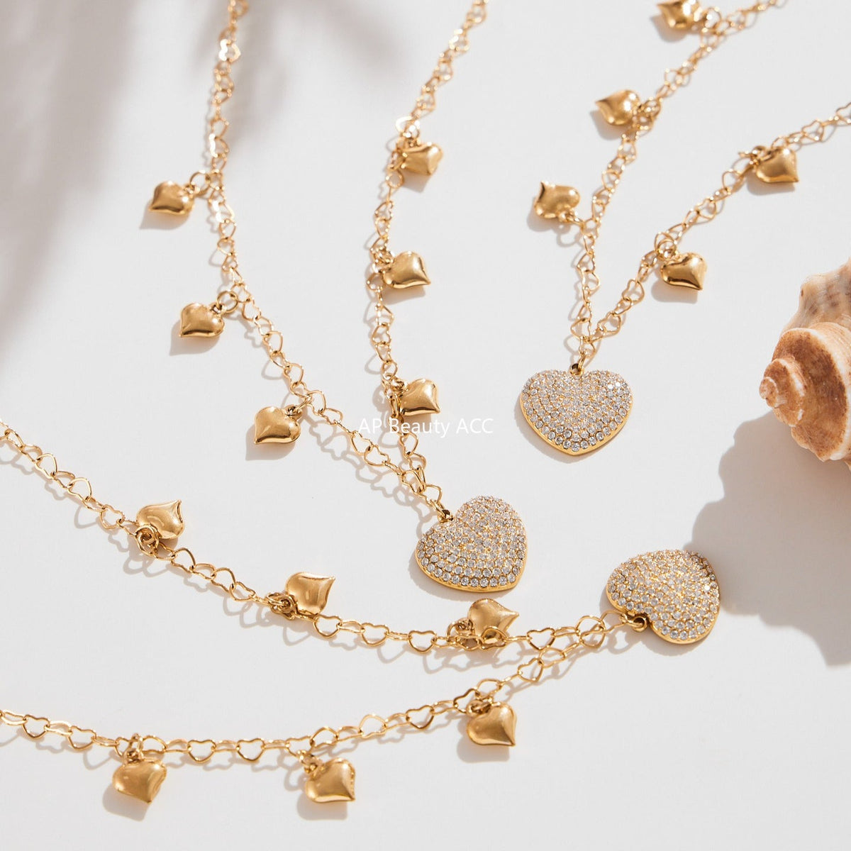 D관 - 스테인리스 스틸 하트 큐빅 펜던트 체인 목걸이 [P074] 25.10-1