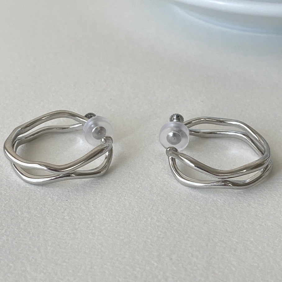 A관 - 불규칙 더블 레이어 귀찌 귀걸이 [EJ-60] 25.12-3