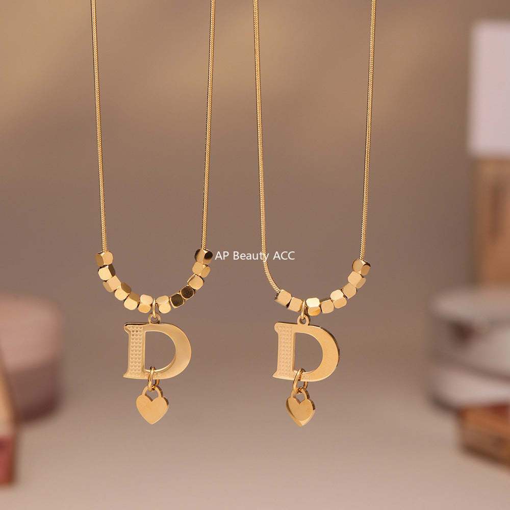 D관 - 알파벳 D 펜던트 18K 도금 스테인리스 스틸 목걸이 [P1353] 25.06-2