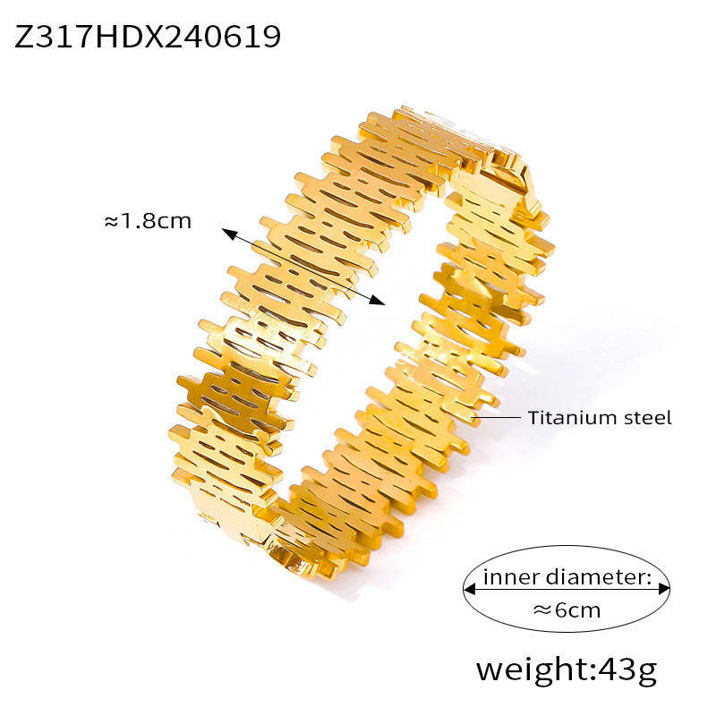 D관 - 티타늄 스틸 비정형 기하학적 오픈 디자인 럭셔리 팔찌 [Z317] 24.06-3