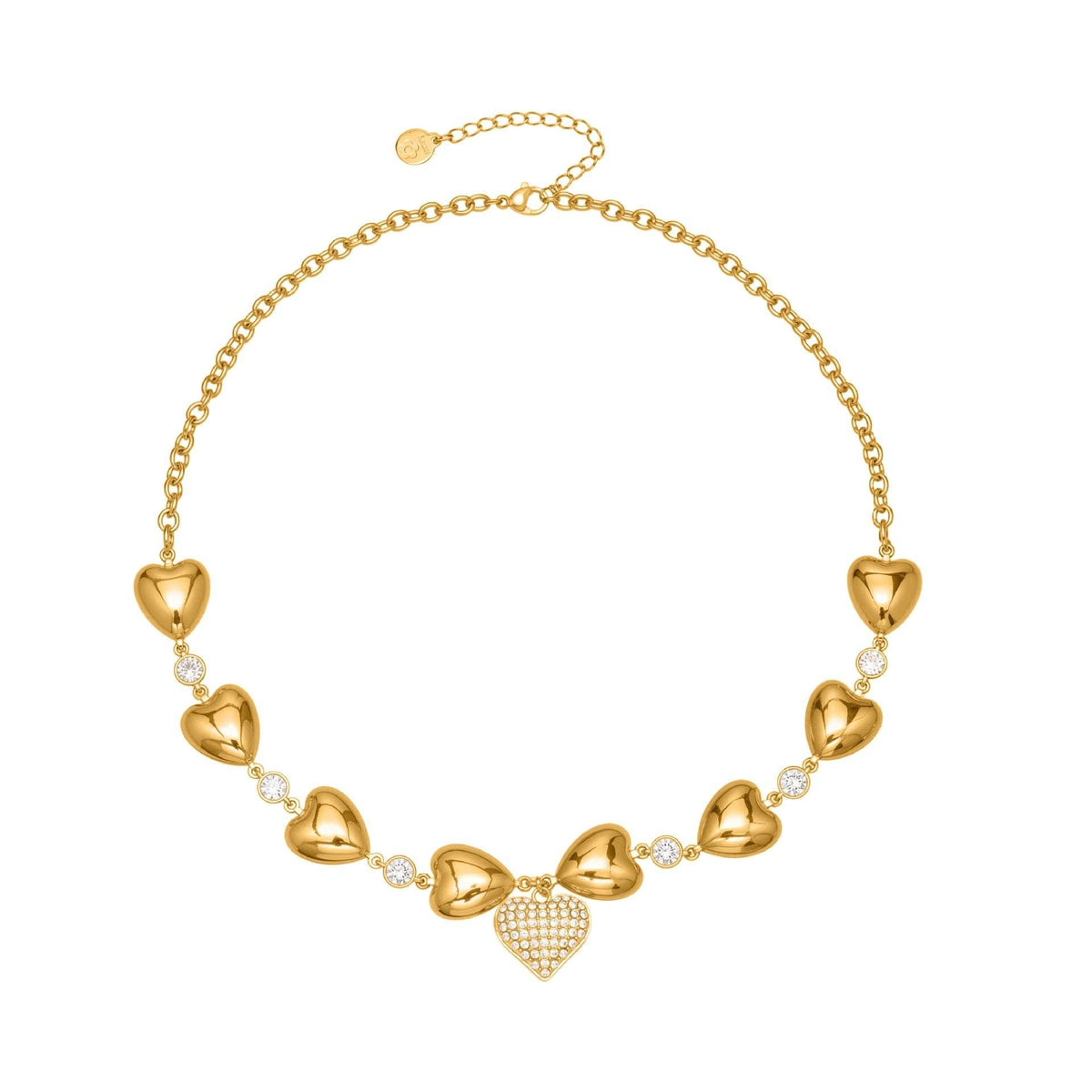 D관 - 풀큐빅 하트 디자인 스테인리스 18K 도금 목걸이 [P1344] 25.11-3