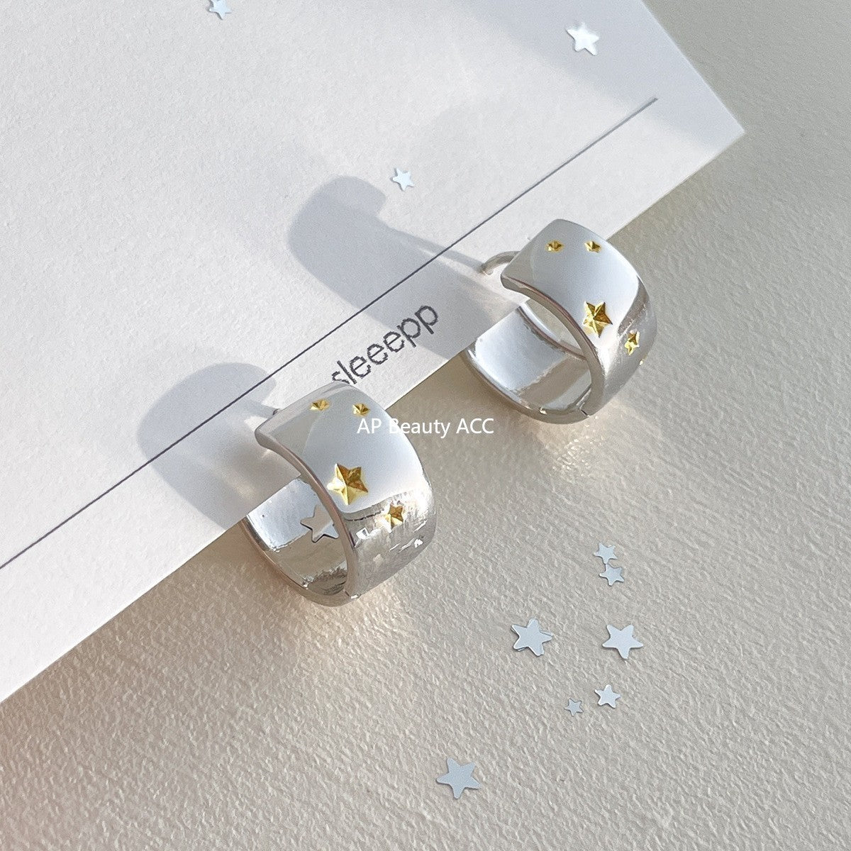 A관 - 925 은침 투톤 별 와이드 링 귀걸이 [EH-4166] 25.10-2