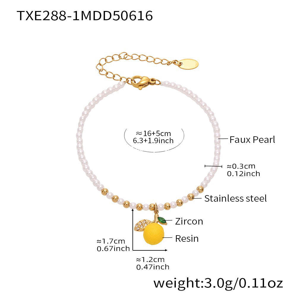 D관 - 레진 레몬 플라워 디자인 진주 팔찌 [TXE288] 25.06-3