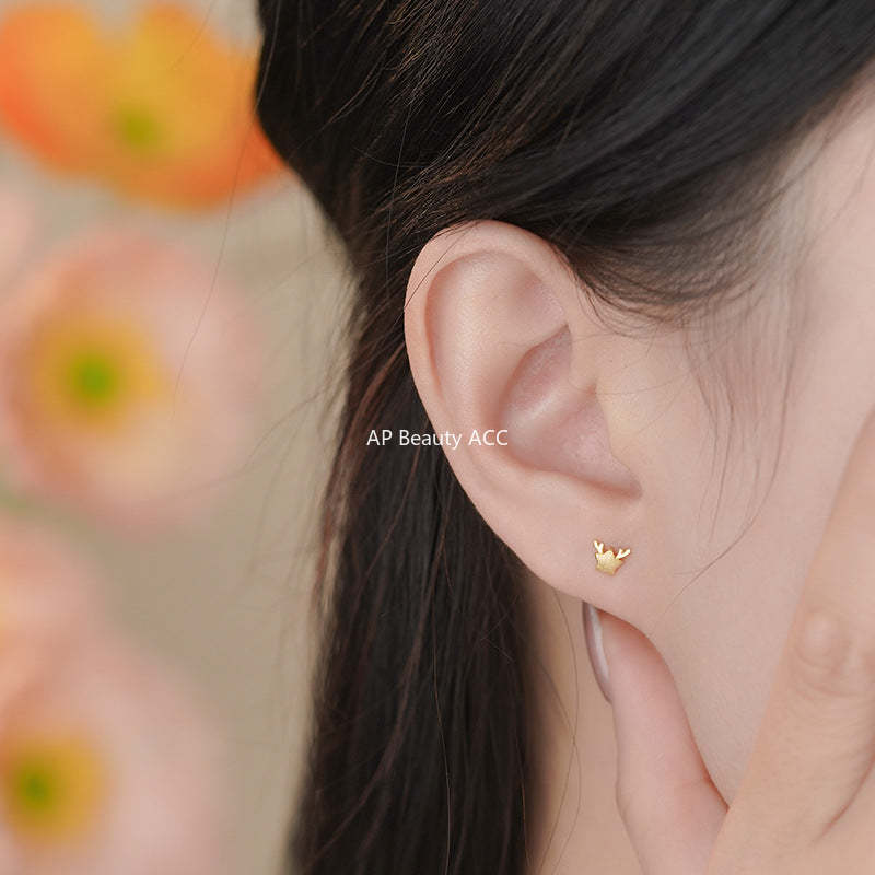 B관 - 사슴뿔 별 디자인 999 실버 피어싱 귀걸이 [YC4123E_1] 25.11-3