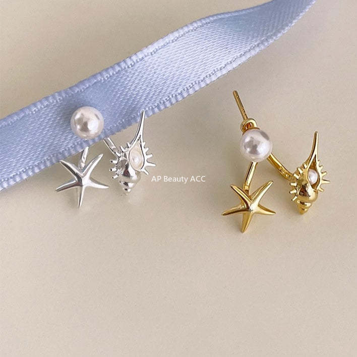 A관 - 진주 조개 불가사리 디자인 925 은침 귀걸이 [EH-3098.eb-SJ] 25.12-1