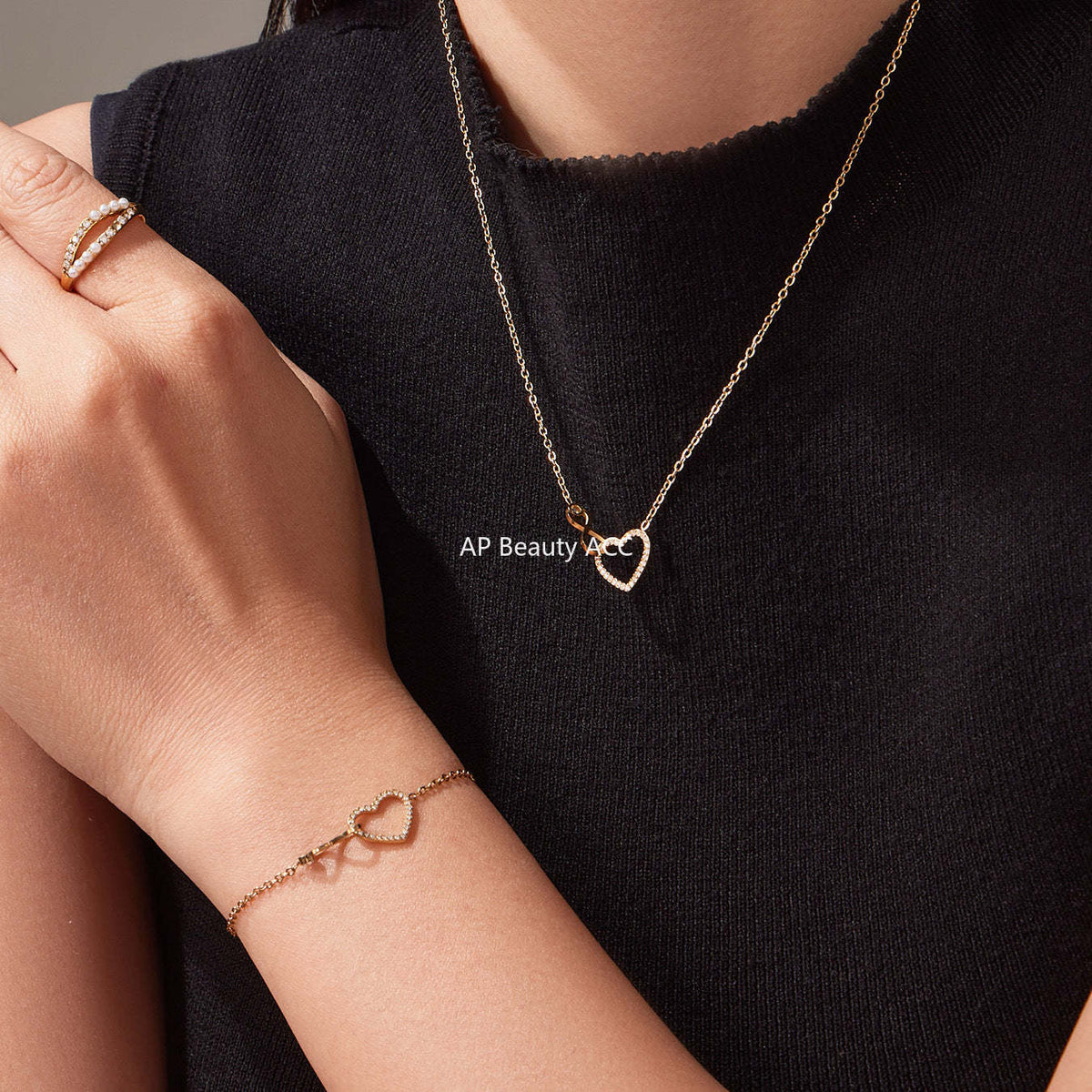 D관 - 하트 인피니티 큐빅 18K 도금 스테인리스 목걸이 팔찌 [TXP461] 25.11-3