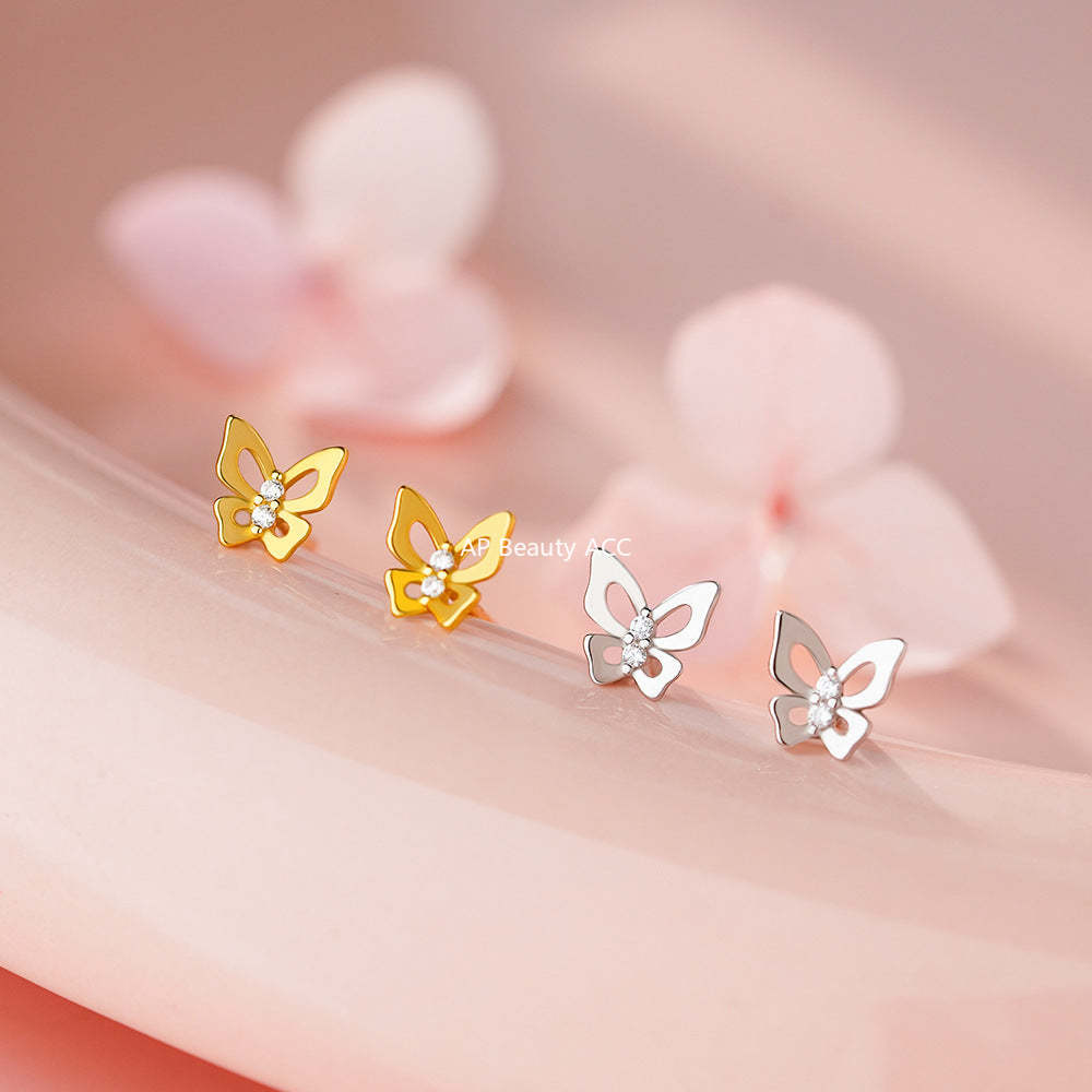 B관 - 999 실버 나비 모양 큐빅 귀걸이 [YC9489E_1] 25.12-1