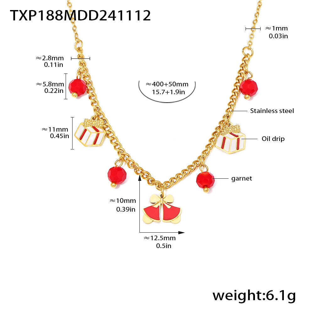 D관 - 크리스마스 스타일 스테인리스 스틸 펜던트 목걸이 팔찌 귀걸이 [TXP188-TXE188-TXF188] 24.11-3