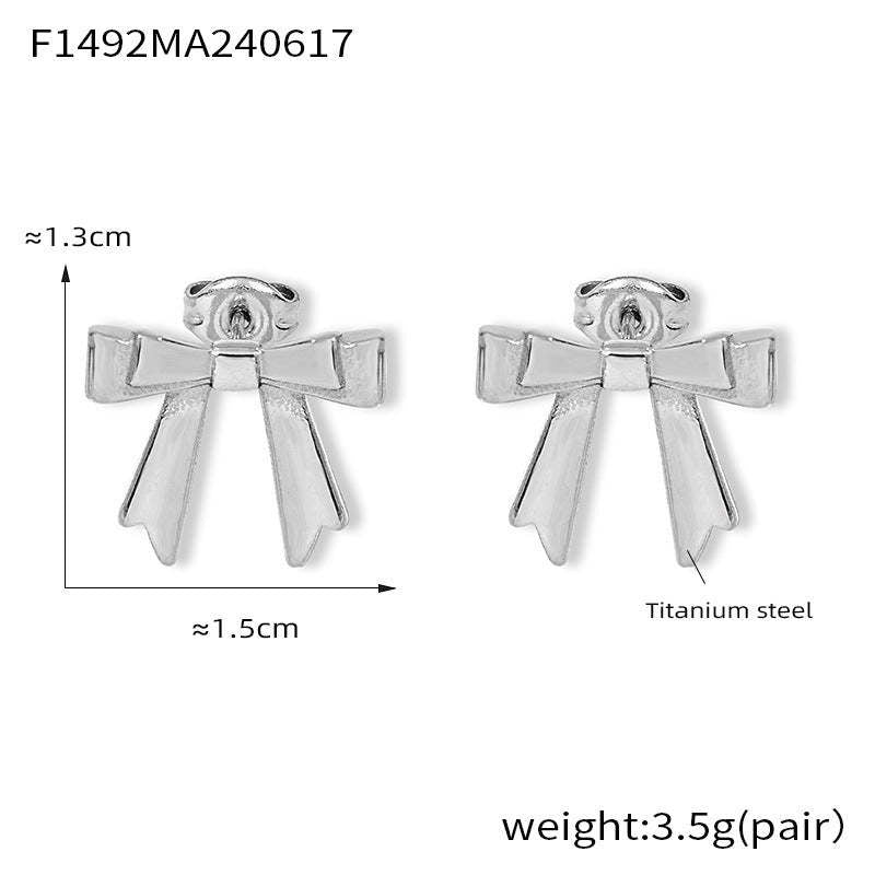 D관 - 티타늄 스틸 18K 도금 리본 디자인 트렌디 럭셔리 귀걸이 [F1492] 24.06-3