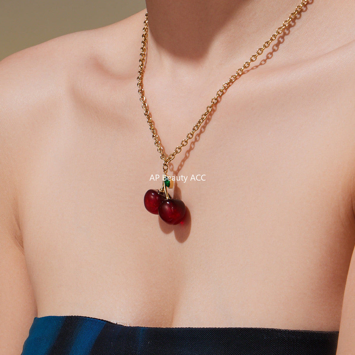 D관 - 스테인리스 스틸 레진 체리 펜던트 목걸이 귀걸이 [TXF427] 25.10-2