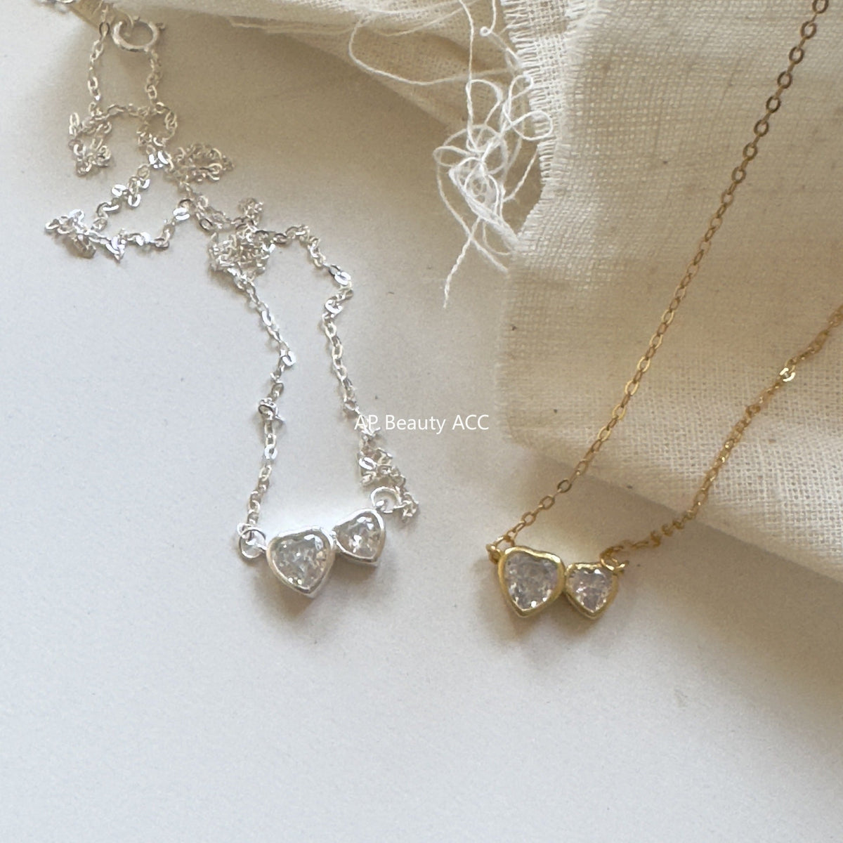 F관 - 925 실버 하트 큐빅 펜던트 목걸이 [B1225] 25.10-3