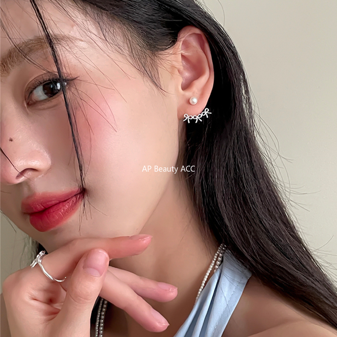 A관 - 925 은침 리본 진주 귀걸이 [EH-3004] 24.07-1