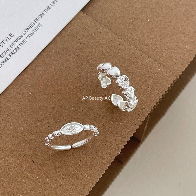 A관 - 925 실버 하트 별 큐빅 오픈형 반지 [JZ-0719] 25.11-1