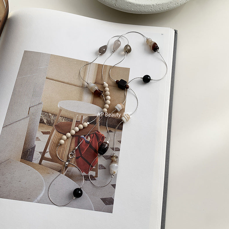 A관 - 925 실버 천연 마노 연수정 비즈 목걸이 [1459-1460] 25.10-3