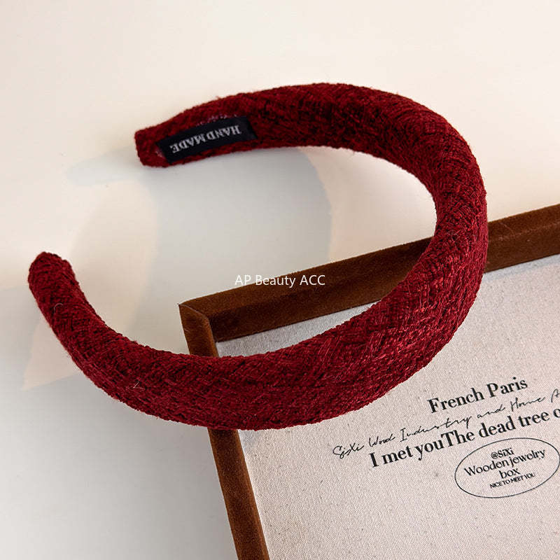 E관 - 레드 모직 스펀지 와이드 머리띠 [27747] 25.12-1