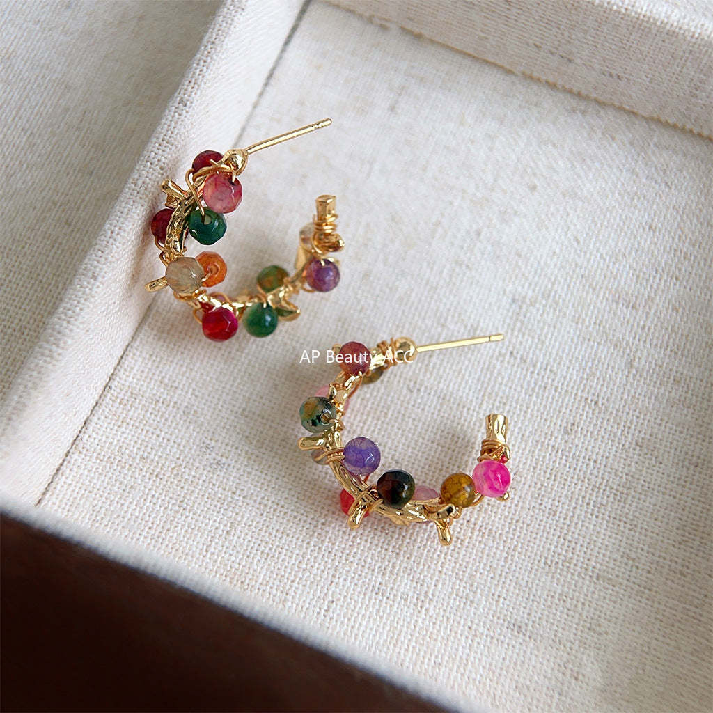 C관 - 핸드메이드 플라워 여름 신상품 14K 도금 귀걸이 [4317] 24.06-3