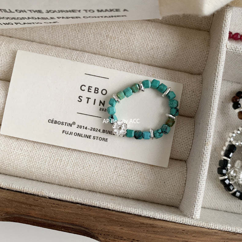 A관 - 플라워 잎사귀 복주머니 말 사과 미니 펜던트 925실버 반지 [RB] 25.11-4