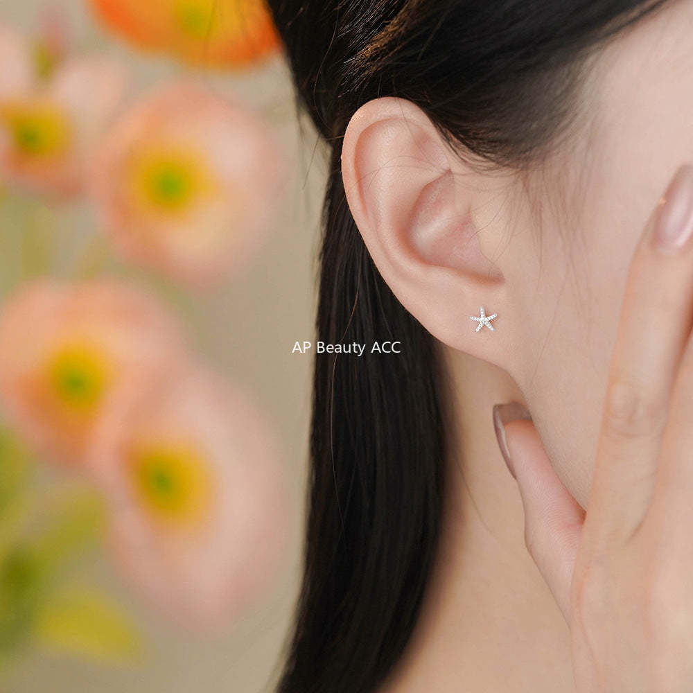 B관 - 999 실버 불가사리 스터드 피어싱 귀걸이 [YC4299E_1] 25.12-2