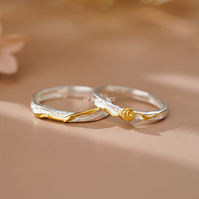 B관 - 999 실버 플라워 나무가지 디자인 커플 반지 [YC3456R_1] 25.10-3