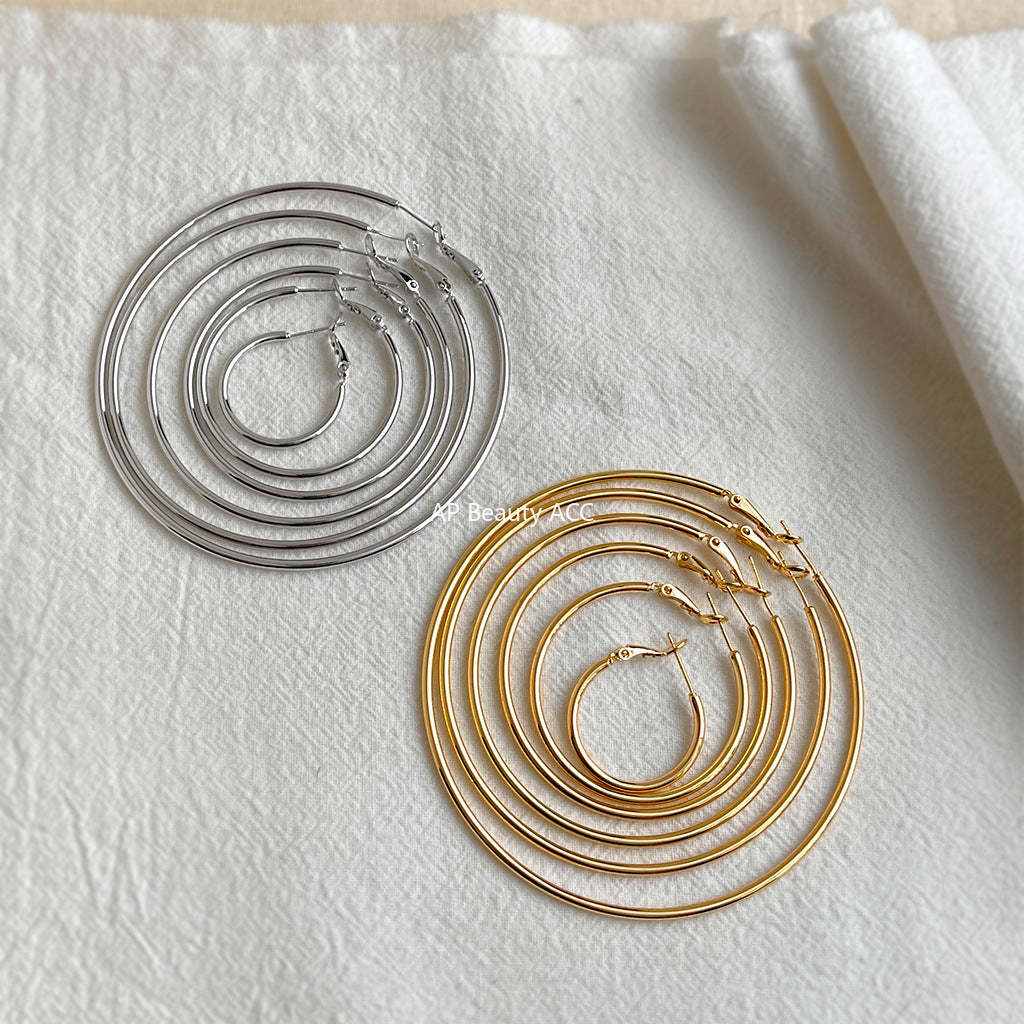C관 - 와이드 원형 디자인 925 은침 링 귀걸이 [7120-7131] 25.11-3