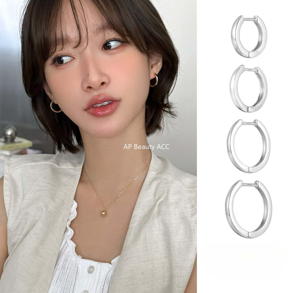 A관 - 925 은침 미니멀 심플 링 스트레이트 침 귀걸이 [EH-4169] 25.12-1