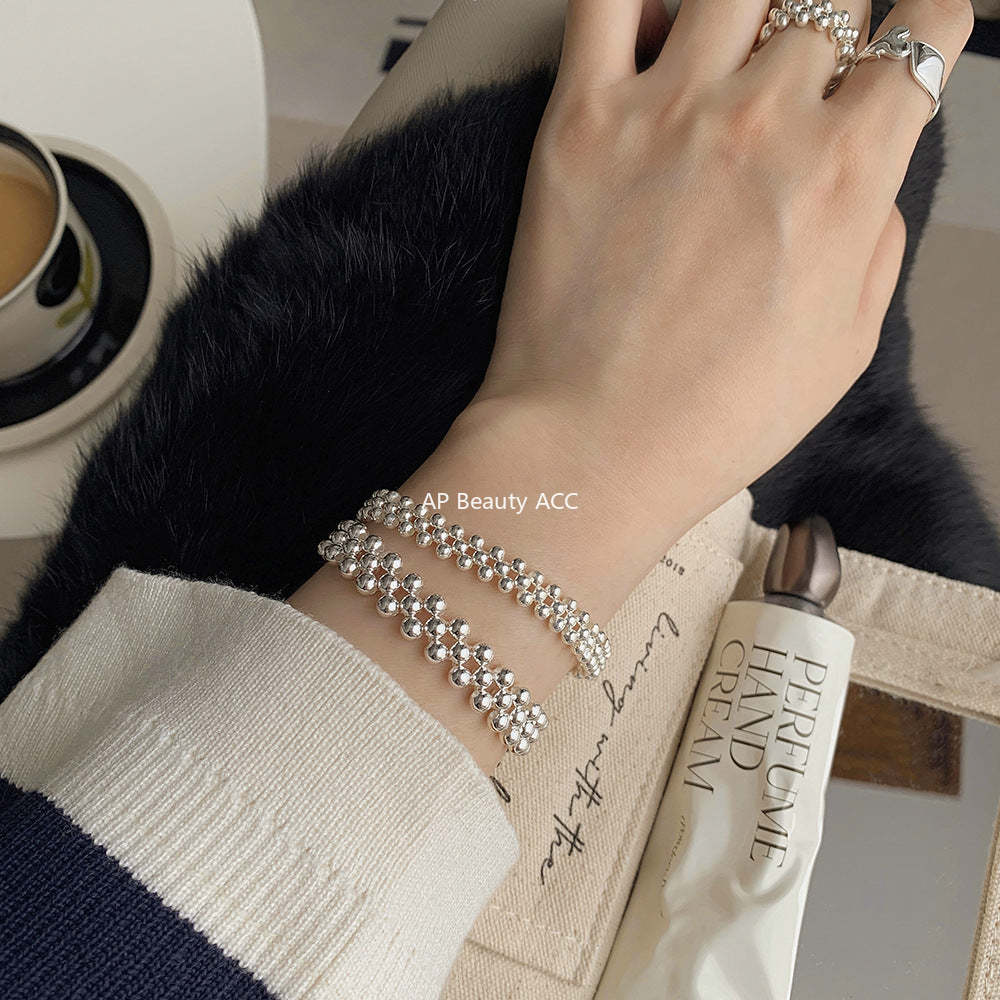 A관 - 925 실버 유광 핸드메이드 비즈 묶음 반지 팔찌 [JA2] 25.09-4