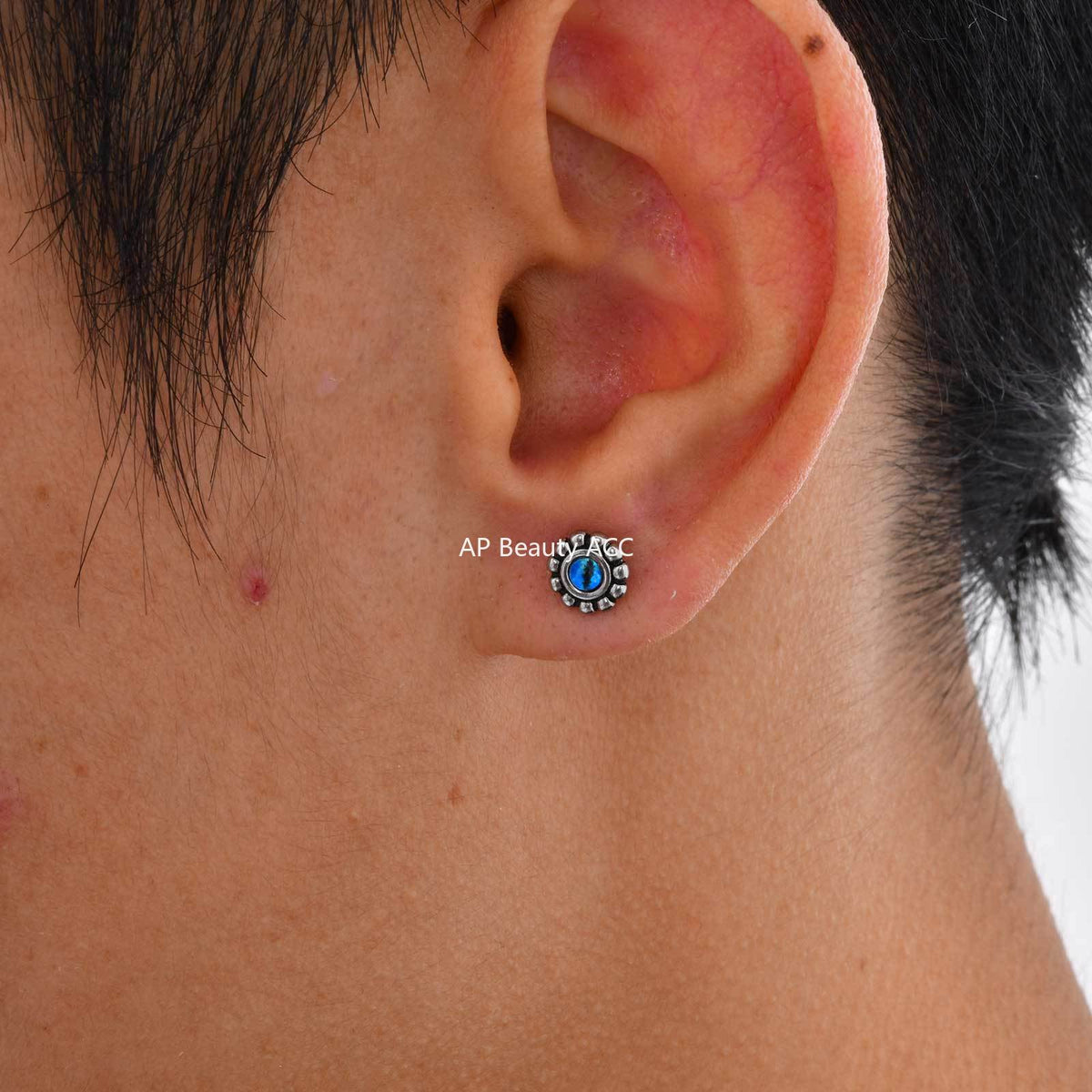 G관 - 스테인리스 스틸 블루 레진 피어싱 귀걸이 [ES-749] 25.10-5