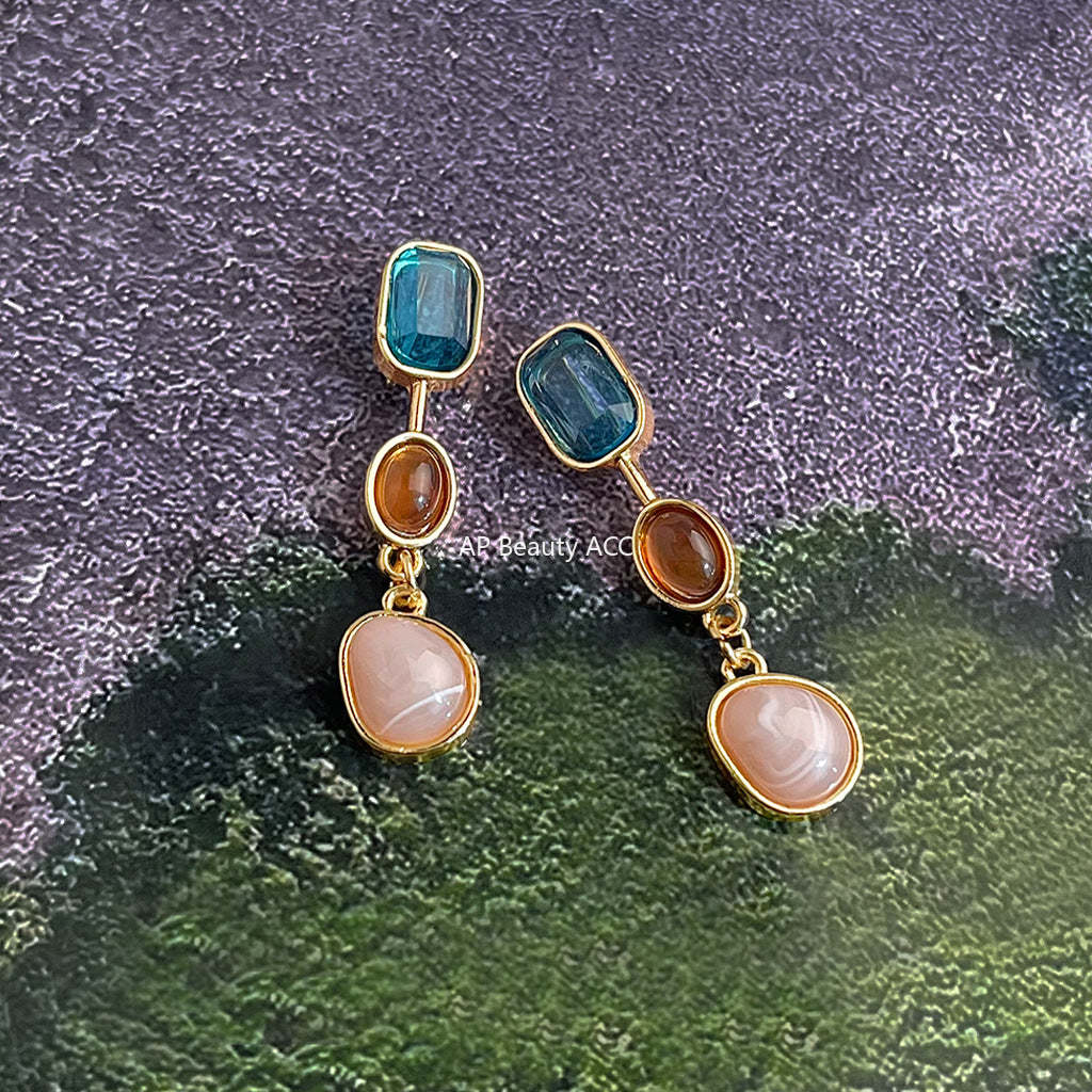 C관 - 기하학적 배색 롱 태슬 귀걸이 [5455] 25.02-1