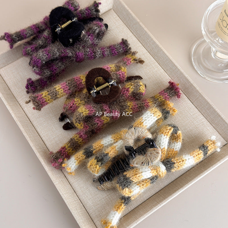 E관 - 털실 니트 소재 리본 모양 집게핀 [26283] 25.11-2